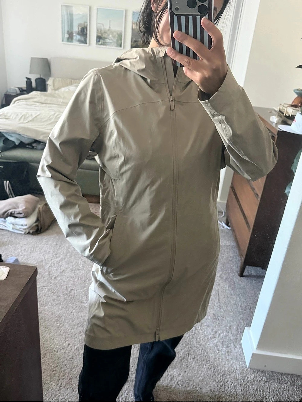 Lululemon Rain Rebel Jacket Hooded Utility Jacket Beige